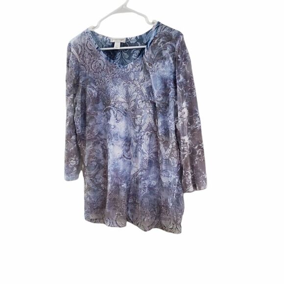 Christopher & Banks Woman's Lace Top Embellished Metallic - Picture 3 of 13